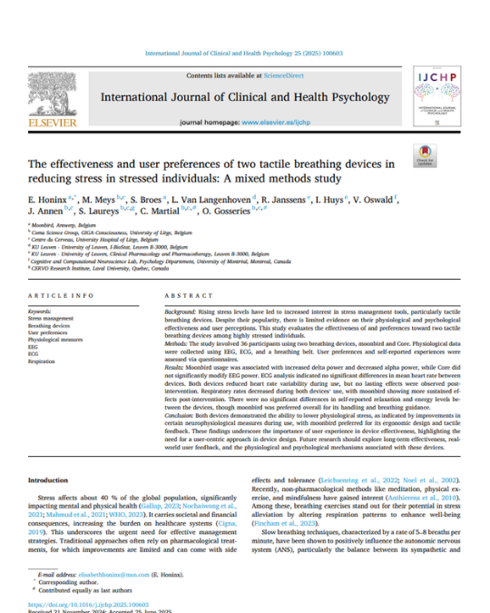 Two tactile breathing devices in stressed individuals (Honinx et al. 2025)