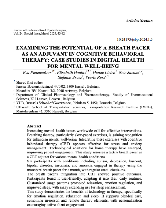 Breath pacer as adjuvant in cognitive behavioural therapy (Pleumeekers et al. 2024)